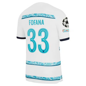 Nike Chelsea Fofana Away Jersey w/ Champions League + Club World Cup Patches 22/23 (White/College Navy)