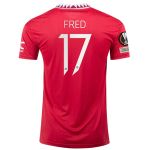 adidas Manchester United Fred Home Jersey w/ Europa League Patches 22/23 (Real Red)