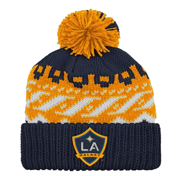 adidas La Galaxy Pom Knit Hat Beanie (Navy/Yellow/White) | Soccer Wearhouse