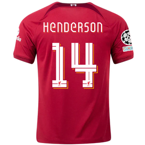 Nike Liverpool Jordan Henderson Home Jersey w/ Champions League Patches 22/23 (Tough Red/Team Red)
