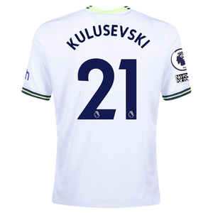 Nike Tottenham Dejan Kulusevski Home Jersey w/ EPL + No Room For Racism Patches 22/23 (White)