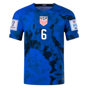 Nike United States Musah Authentic Match Away Jersey 22/23 w/ World Cup 2022 Patches (Bright Blue/White)