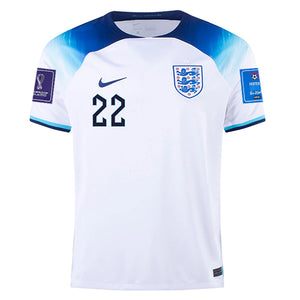 Nike England Jude Bellingham Authentic Match Home Jersey 22/23 w/ World Cup 2022 Patches (White/Blue Fury/Blue Void)