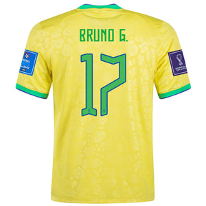 Nike Brazil Bruno Guimaraes Home Jersey 22/23 w/ World Cup 2022 Patches (Dynamic Yellow/Paramount Blue)