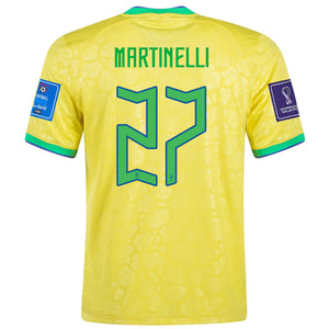 Nike Brazil Martinelli Home Jersey 22/23 w/ World Cup Patches 2022 (Dynamic Yellow/Paramount Blue)
