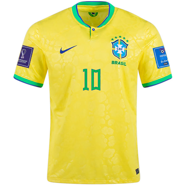 Nike Brazil Neymar Jr. Home Jersey 22/23 w/ World Cup 2022 Patches (Dynamic Yellow/Paramount Blue) Size XXL