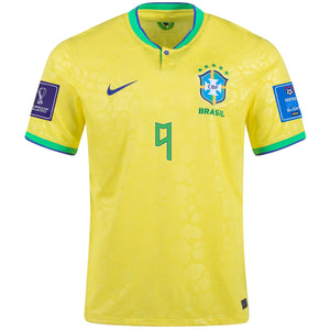 Nike Brazil Richarlison Home Jersey 22/23 w/ World Cup 2022 Patches (Dynamic Yellow/Paramount Blue)