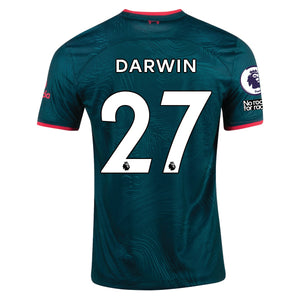 Nike Liverpool Darwin Nunez Third Jersey 22/23 w/ EPL and NRFR Patches (Dark Atomic Teal/Siren Red)