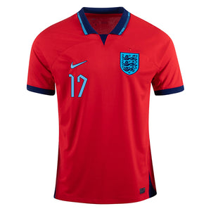 Nike Inglaterra Bukayo Saka Away Jersey 22/23 (Challenge Red/Blue Void)