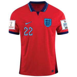 Nike England Jude Bellingham Away Jersey 22/23 w/ World Cup 2022 Patches (Challenge Red/Blue Void)