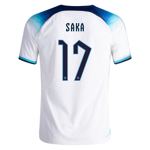 Nike England Authentic Match Bukayo Saka Home Jersey 22/23 (White/Blue Fury/Blue Void)