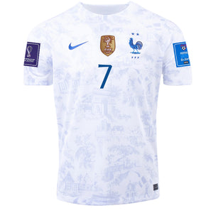 Nike France Greizmann Away Jersey w/ World Cup Champion & World Cup 2022 Patches 22/23 (White)