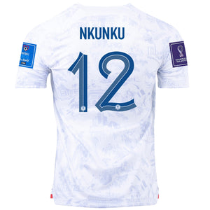 Nike France Nkunku Away Jersey w/ World Cup Champion & World Cup 2022 Patches 22/23 (White)