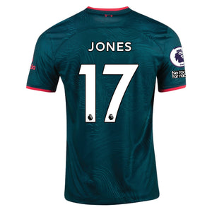 Nike Liverpool Jones Third Jersey 22/23 w/ EPL and NRFR Patches (Dark Atomic Teal/Siren Red)