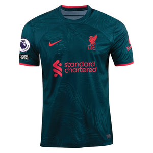 Nike Liverpool Ramsay Third Jersey 22/23 w/ EPL and NRFR Patches (Dark Atomic Teal/Siren Red)