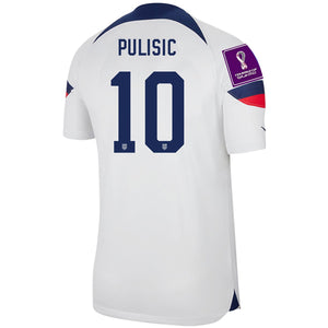 Nike United States Authentic Match Christian Pulisic Home Jersey 22/23 w/ World Cup 2022 Patches (White/Loyal Blue)