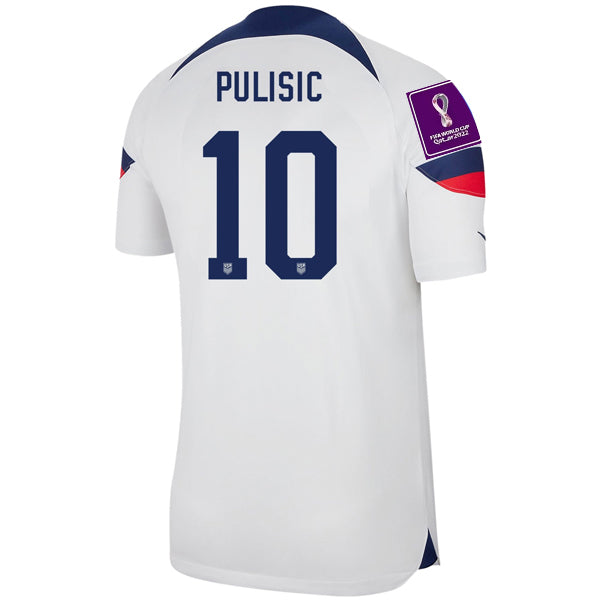 Nike United States Authentic Match Christian Pulisic Home Jersey 22/23 w/ World Cup 2022 Patches (White/Loyal Blue) Size L