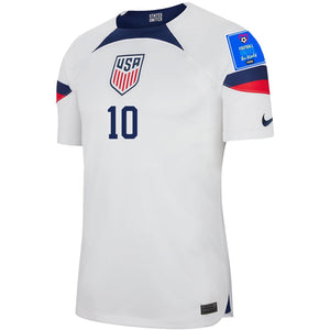 Nike United States Authentic Match Christian Pulisic Home Jersey 22/23 w/ World Cup 2022 Patches (White/Loyal Blue)