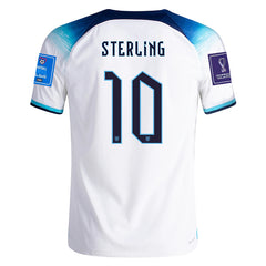 Nike England Raheem Sterling Authentic Match Home Jersey 22/23 w/ World Cup 2022 Patches (White/Blue Fury/Blue Void) Size XL