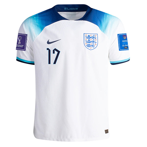 Nike England Bukayo Saka Authentic Match Home Jersey 22/23 w/ World Cup 2022 Patches(White/Blue Fury/Blue Void) Size XL