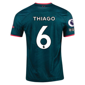 Nike Liverpool Thiago Third Jersey 22/23 w/ EPL and NRFR Patches (Dark Atomic Teal/Siren Red)