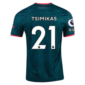 Nike Liverpool Tsimikas Third Jersey 22/23 w/ EPL and NRFR Patches (Dark Atomic Teal/Siren Red)