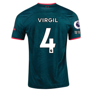 Nike Liverpool Virgil Van Dijk Third Jersey 22/23 w/ EPL and NRFR Patches (Dark Atomic Teal/Siren Red)