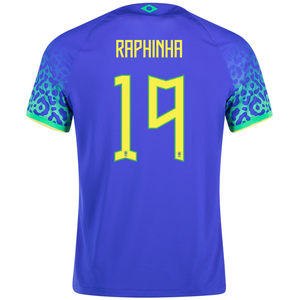 Nike Brazil Raphinha Away Jersey 22/23 (Paramount Blue/Green Spark)