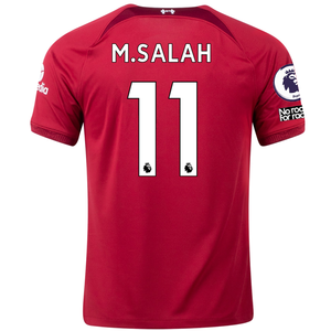 Nike Liverpool Mohamed Salah Home Jersey w/ EPL + No Room For Racism Patches 22/23 (Tough Red/Team Red)