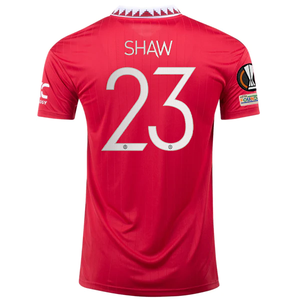 adidas Manchester United Luke Shaw Home Jersey w/ Europa League Patches 22/23 (Real Red)