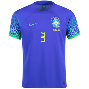 Nike Brazil Thiago Silva Away Jersey 22/23 (Paramount Blue/Green Spark)