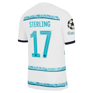 Nike Chelsea Sterling Away Jersey w/ Champions League + Club World Cup Patches 22/23 (White/College Navy)
