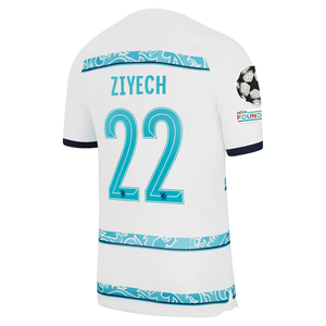 Nike Chelsea Ziyech Away Jersey w/ Champions League + Club World Cup Patches 22/23 (White/College Navy)