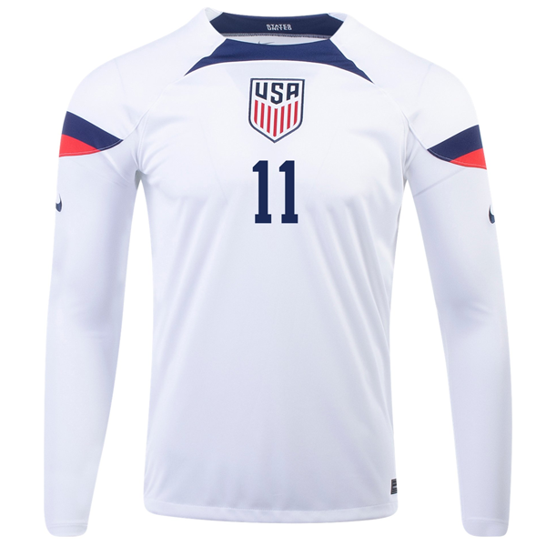 Nike Estados Unidos Brenden Aaronson Home Camiseta de manga larga 22/23 (Blanco/Azul)