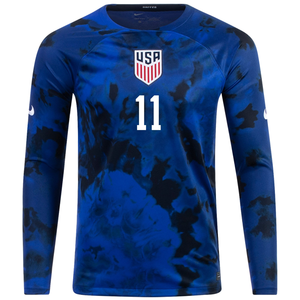 Nike United States Brenden Aaronson Long Sleeve Away Jersey 22/23 (Bright Blue/White)