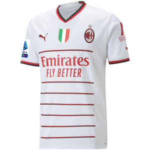 Puma AC Milan Theo Away Jersey w/ Serie A + Scudetto Patches 22/23 (White)