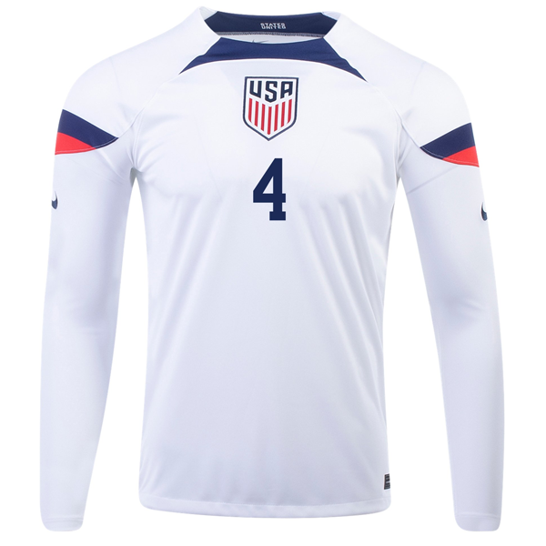 Nike Estados Unidos Tyler Adams Home Camiseta de manga larga 22/23 (Blanco/Azul)