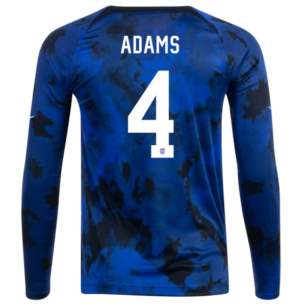 Nike Estados Unidos Tyler Adams Long Sleeve Away Jersey 22/23 (Azul brillante/Blanco)