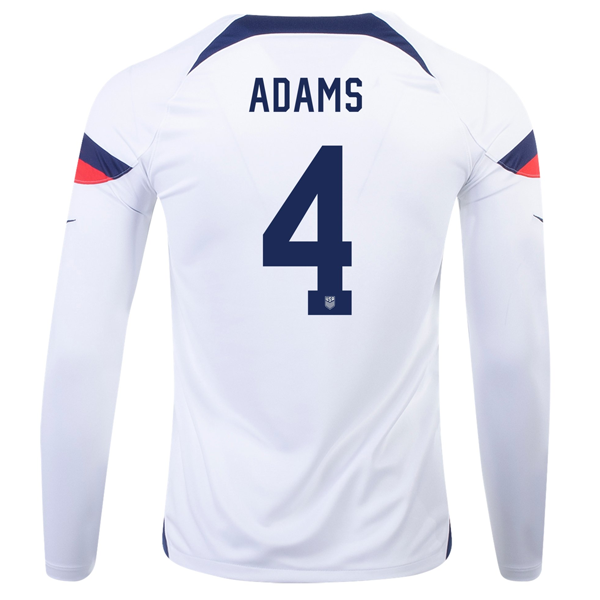 Nike Estados Unidos Tyler Adams Home Camiseta de manga larga 22/23 (Blanco/Azul)