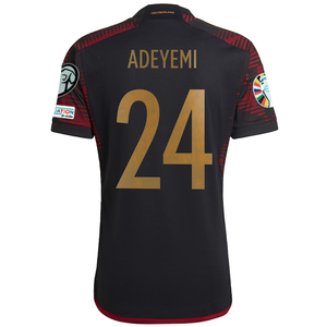 adidas Germany Adeyemi Away Jersey w/ Euro Qualifier Patches 22/23 (Black/Burgundy)