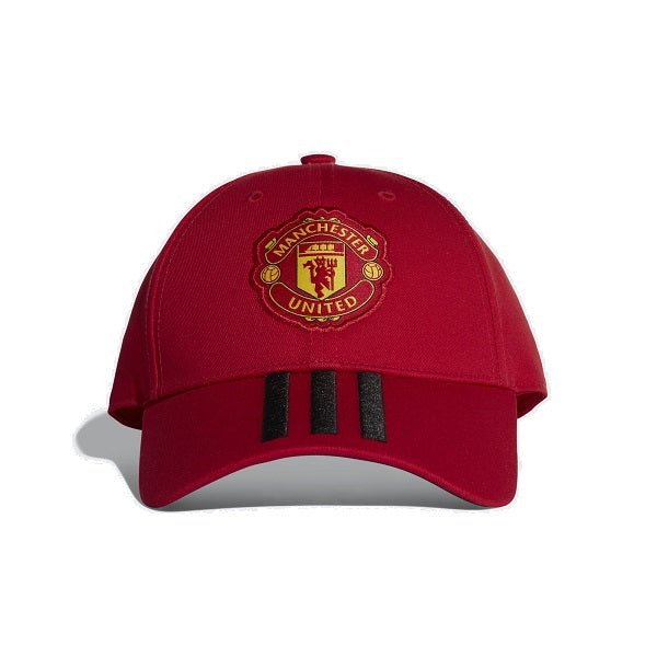 adidas Adult Manchester United 3 Stripe Hat (Red/Black) | SoccerWearhouse