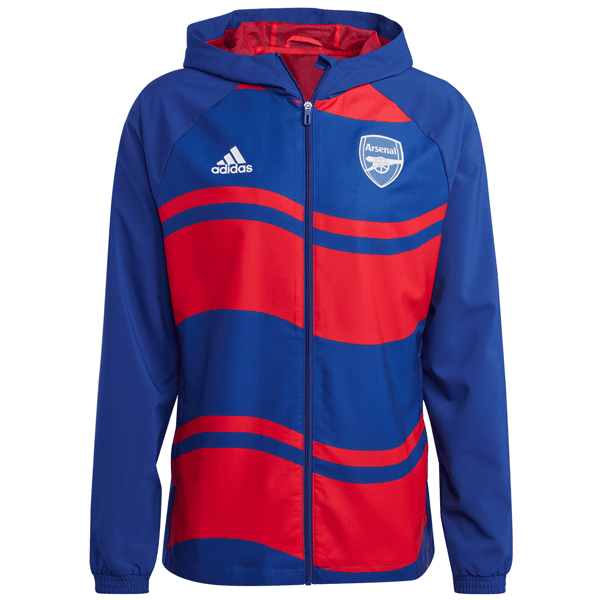 adidas Arsenal Windbreaker Jacket 22/23 (Victory Blue/Better Scarlet) | SoccerWearhouse