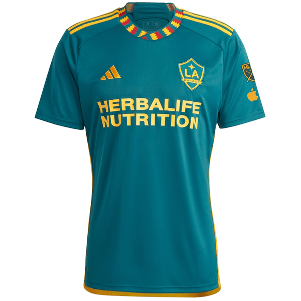 adidas LA Galaxy Alvarez Away Jersey w/ MLS + Apple TV Patches 23/24 (Green/Yellow) | SoccerWearhouse