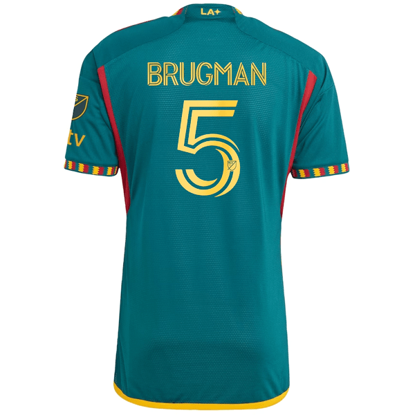 adidas La Galaxy Authentic Brugman Away Jersey w/ MLS + Apple TV Patch 23/24 (Green/Yellow) | SoccerWearhouse