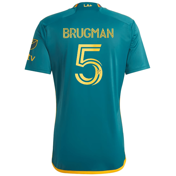adidas LA Galaxy Brugman Away Jersey w/ MLS + Apple TV Patches 23/24 (Green/Yellow) | SoccerWearhouse