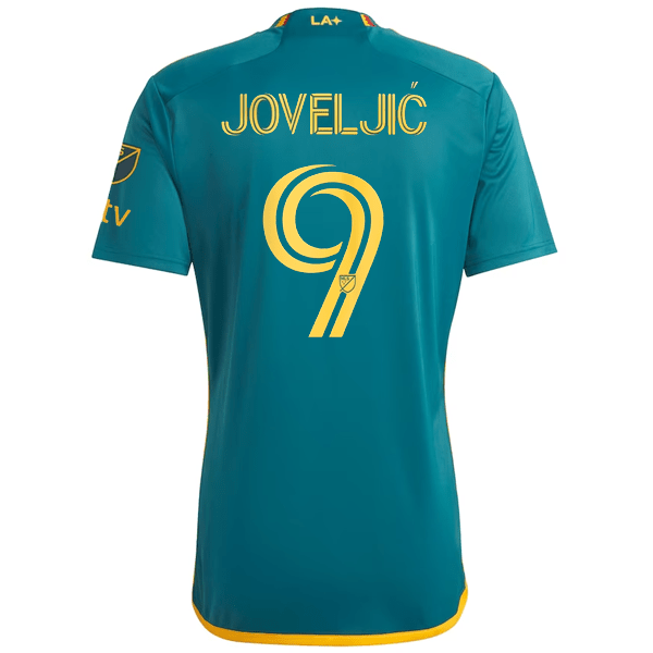 adidas LA Galaxy Joveljic Away Jersey w/ MLS + Apple TV Patches 23/24 (Green/Yellow) | SoccerWearhouse