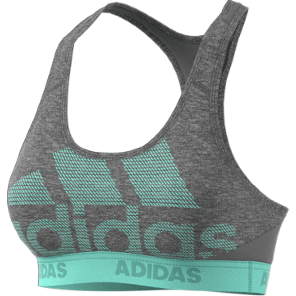 adidas Womens Alphaskin Sports Bra (Dark Grey/Clear Mint) | SoccerWearhouse