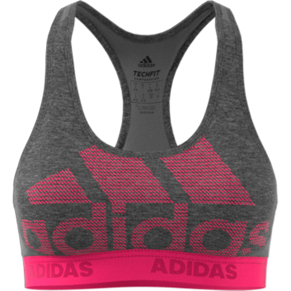 adidas Women's Alphaskin Sports Bra (Dark Grey/Real Magenta) | SoccerWearhouse