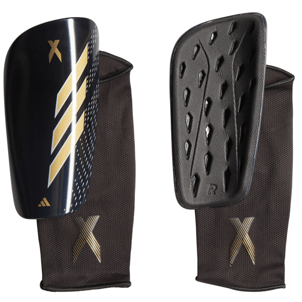 adidas X League Shin Guard (Black/Night Grey/Matte Gold) | SoccerWearhouse