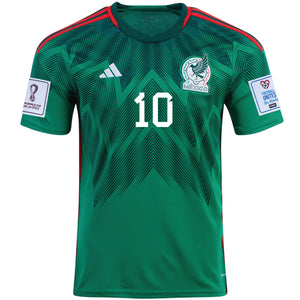 adidas Mexico Alexis Vega Home Jersey w/ World Cup Qualifier Patches 22/23 (Vivid Green)